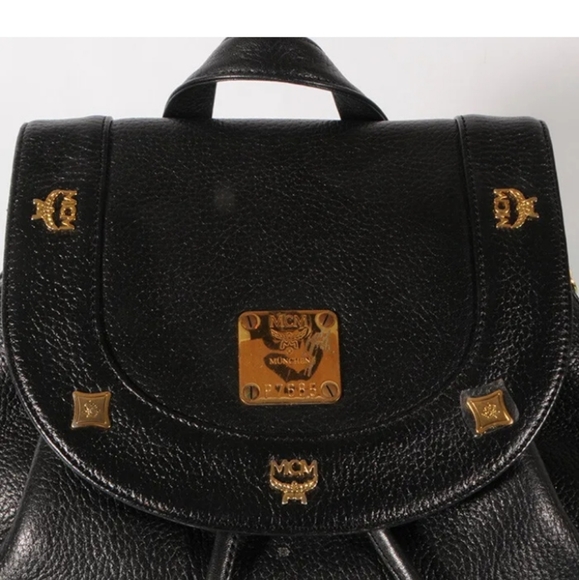 MCM Black Leather Backpack Authentic + A Dust Bag - Picture 3 of 8